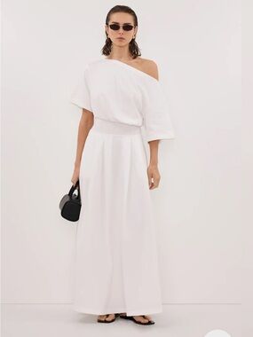 citrine linen bow front midi dress Bow Back Apron Midi Dress main image 1